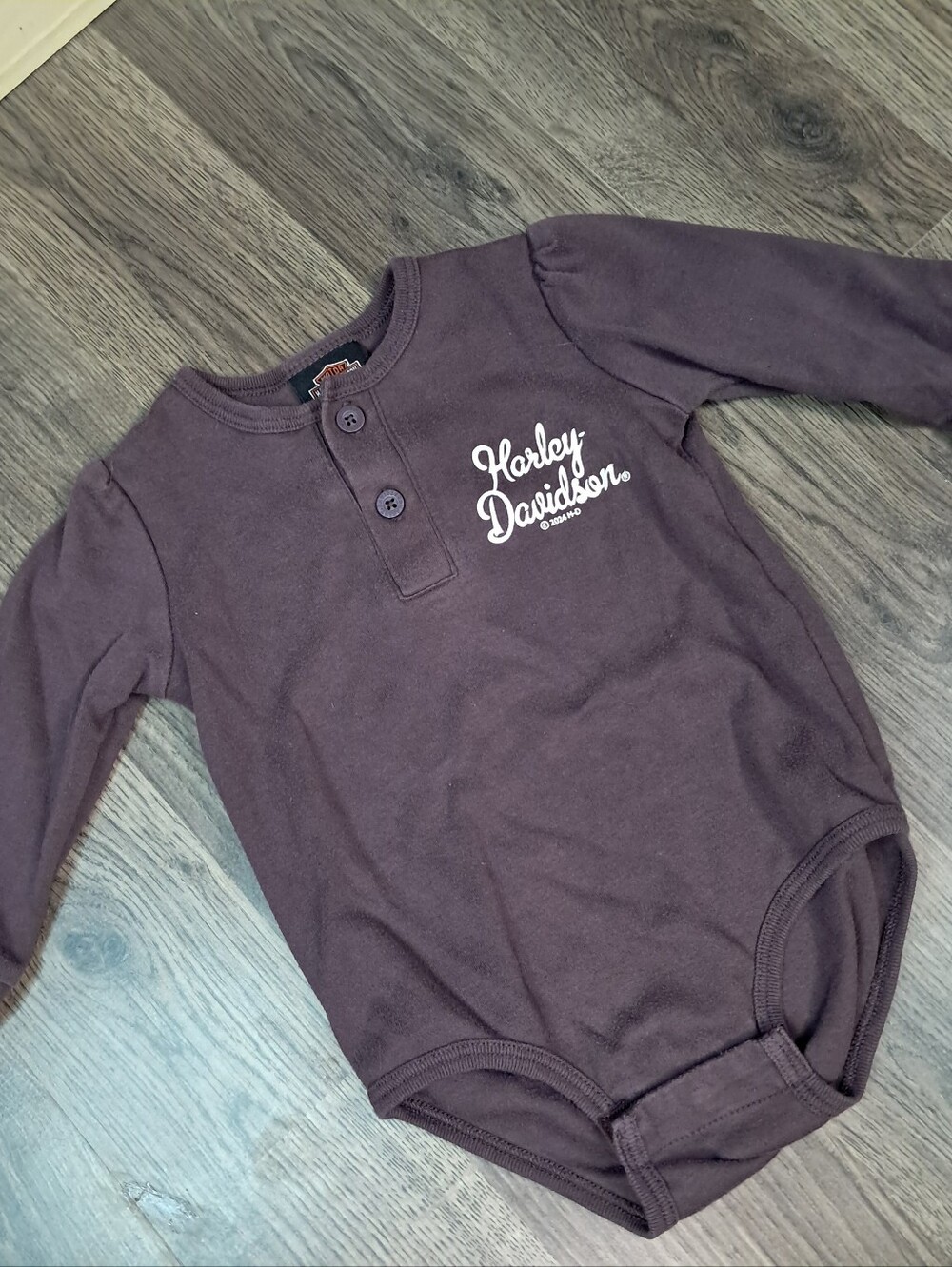 Harley Davidson Bodysuit Size 9-12 Month Dark Purple Long Sleeve